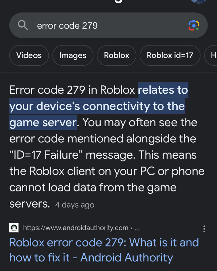 how to fix error code 279 roblox mobile 2023