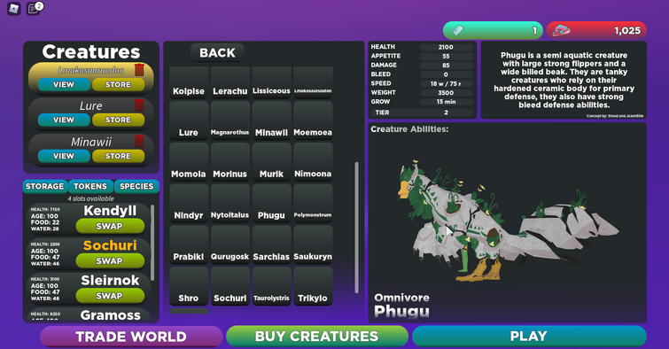 Phugu, Trade Roblox Creatures of Sonaria Roblox Items