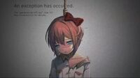 "Error" que ocurre durante la escena de suicidio de Sayori.