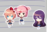 Reacción del sticker de Natsuki si el jugador escoge una de sus palabras.