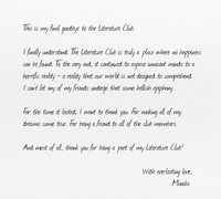 La lettre de Monika dans la fin normal