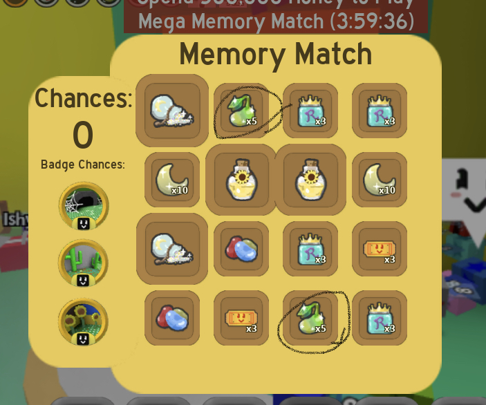 Bee Swarm Simulator Memory Match