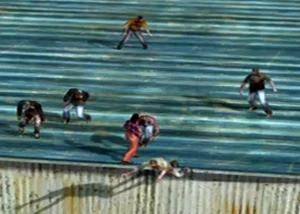 Dead rising woman falling to her death close up