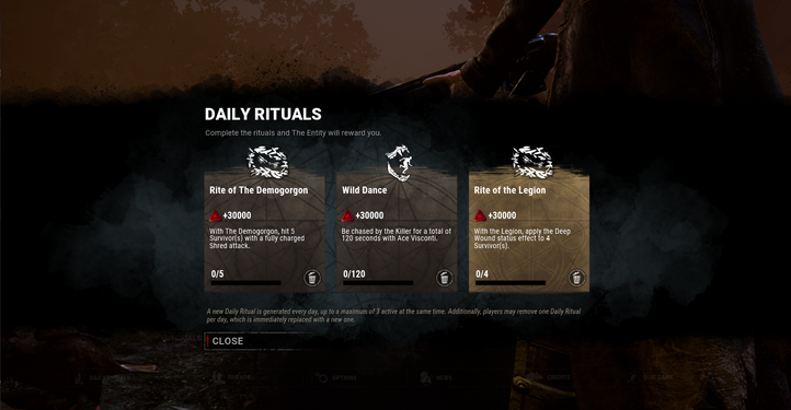 The current daily ritual menu.