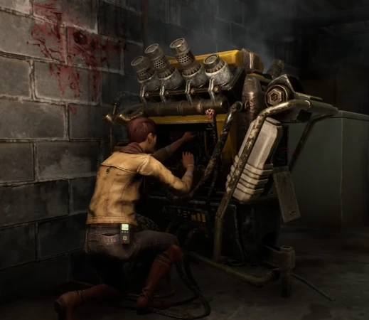 Zarina repairing a yellow Generator inside Badham Preschool.