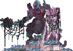 Those same statues, vandalized by an angry mob.