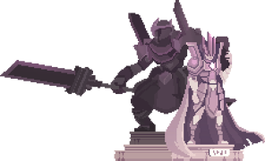 Statues of the King and The Hand, found in Stilt Village.