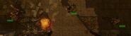 Three guards at Dogg's Stockade, each armed with a different melee weapon.