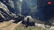 The destroyed bridge and pile up