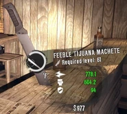 A level 61 Tijuana Machete in Dead Island: Riptide, showing its white 'common' rarity