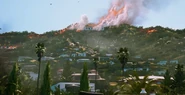 The burning Hollywood sign.