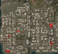 Boxes in red on a map of Moresby showing the location of punk camps