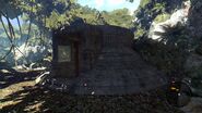 The entrance of the bunker, with the fast travel map.