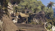 A view of the destroyed bridge and large gap