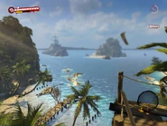 The shipwreck, as seen from the cliffside leading to the Paradise Survival Camp.