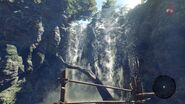 The larger of the two waterfalls