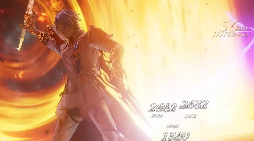 He pulls one sword out of her chest and sheathes a different one a little bit lower