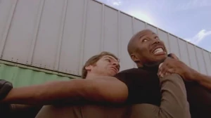 Dexter using his jiujitsu to subdue Doakes.