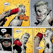 Hellboy's Right Hand of Doom destroys Frankenstein's face