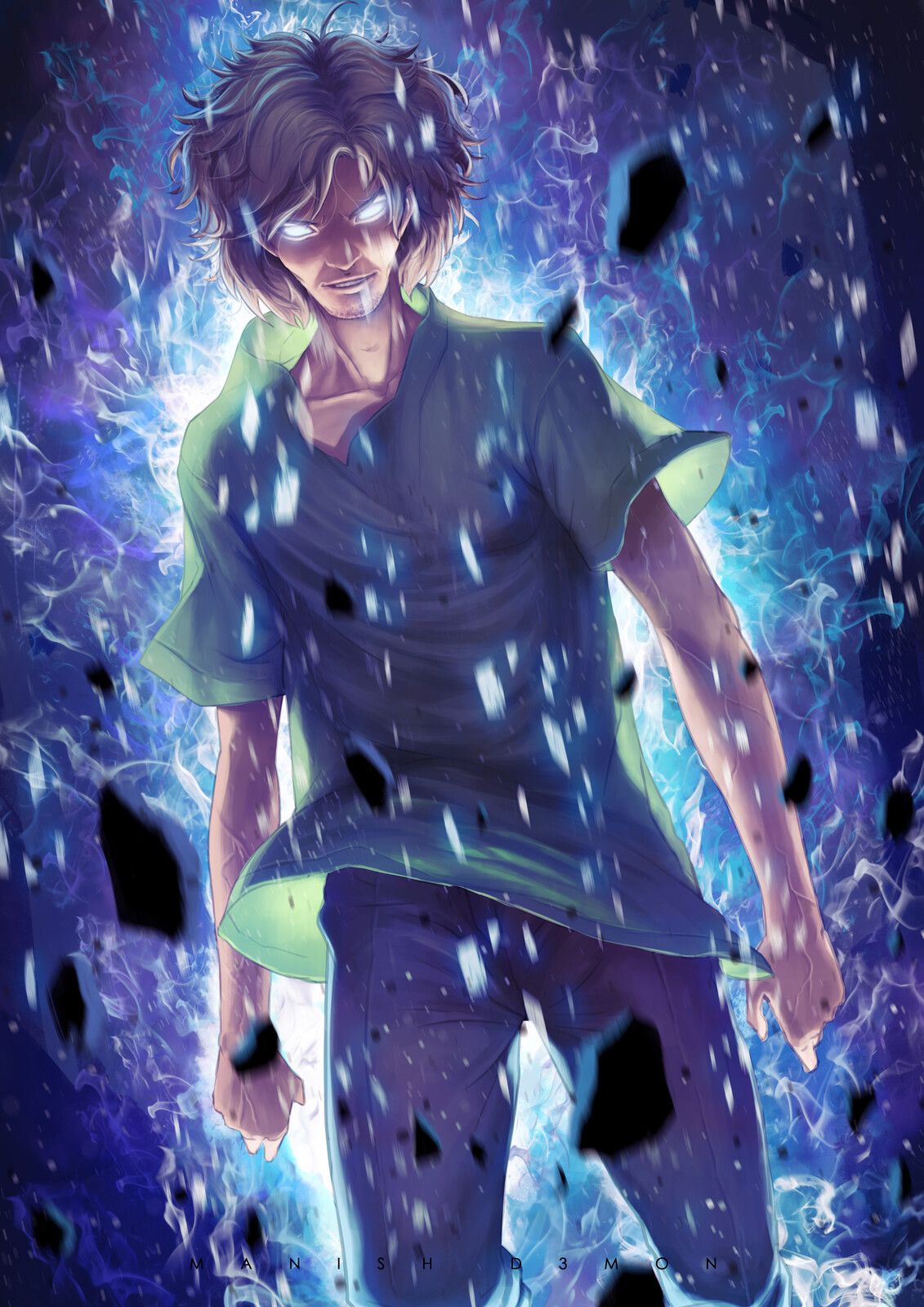 shaggy rogers(as the legendary super saiyan) powering, Stable Diffusion