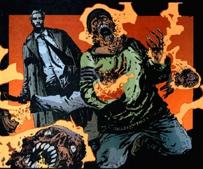 John Constantine killing a bunch of demons with a magical knife.