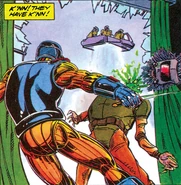 Aric using his blade To decapitate a Spider Alien.