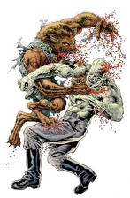 Half-form Bigby fighting Frankenstein