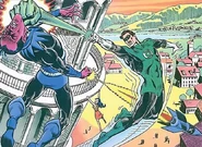 Green Lantern "punching" his archnemesis Sinestro.