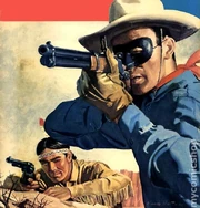 Lone Ranger takes aim with his rifle