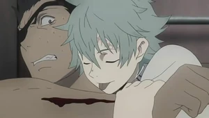 Toto licking Senji's blood