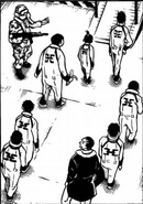 Kazumasa (bottom right) leaving Deadman Wonderland