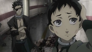 Ganta talking with Senji (anime version)