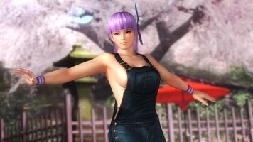 Shirtless overalls for Ayane. She has purple wristbands.