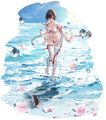 Nagisa's alternate appearance/image, "Blue Skies, Good Vibes", featuring her Auspicious Shrine Robe outfit from DOAXVV