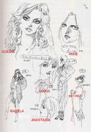 Concept art (bottom center) with the other mistresses