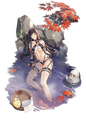 Nyotengu's alternate appearance/image, "Scarlet-Tinged Hot Spring Vacation", a modified version of her Dark Prison swimsuit from DOAXVV (Background removed)