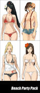 Beach Party costume set concept art (from top to bottom clockwise: Momiji, Leifang, Kokoro, and Rachel)