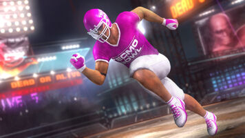Zack: Pink American football uniform.