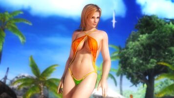 Tina: "Mulifein" swimsuit. (Same as C7, in orange and green)