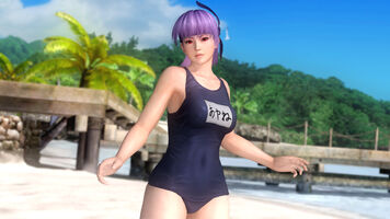 Ayane: "Echo" school swimsuit with nametag.