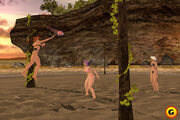 Kasumi, Ayane and Christie in a volleyball match.