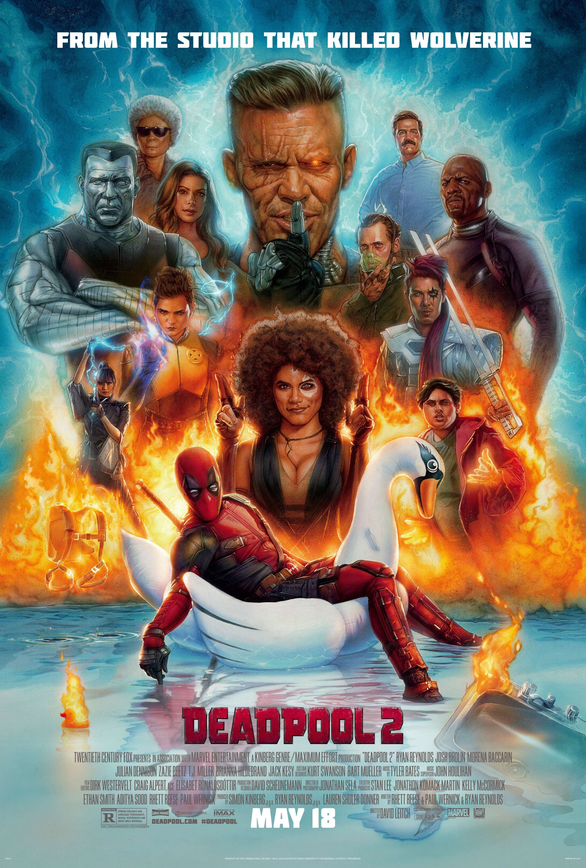  Deadpool 2 : Ryan Reynolds, Josh Brolin, Morena Baccarin,  Julian Dennison, Zazie Beetz, T.J. Miller, Brianna Hildebrand, Jack Kesy,  Leslie Uggams, Karan Soni, Eddie Marsan, Shioli Kutsuna, Stefan Kapicic,  Randal Reeder