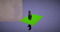 Plywood highlighted bright green in Texmod. Chuck can regularly walk through plywood. No background because of removal of Royal Flush environment.