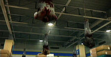 Corpses hanging from the ceiling.