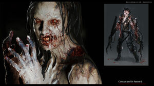 alternative concept art showing that Calder's design was originally female