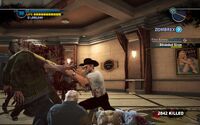 Broom handle in use against zombies