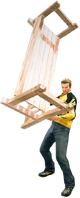 Chuck holding a bench