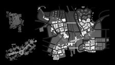 The size of Willamette (top left) and Fortune City (bottom left) in comparison to Los Perdidos (right).