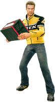 Chuck holding a battery