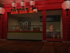 Store's front counter and menu.